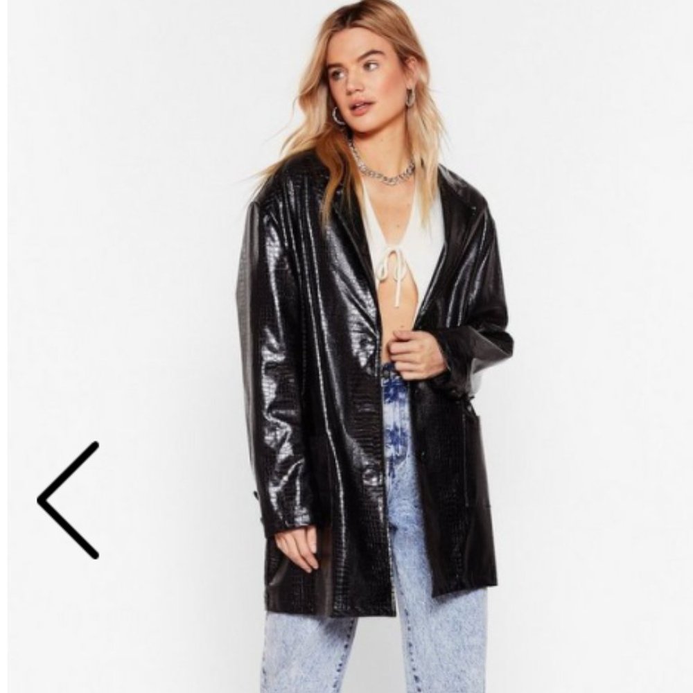 Nasty Gal Faux Crocodile Leather Jacket